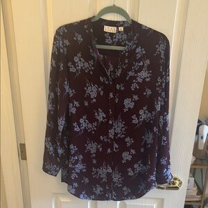 JOAN RIVERS | Floral patterned, long sleeve blouse, button‎ down - size 6